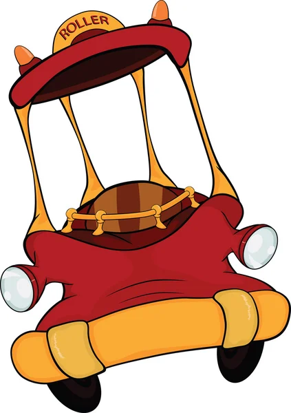 Das rote Spielzeugauto. Karikatur — Stockvektor