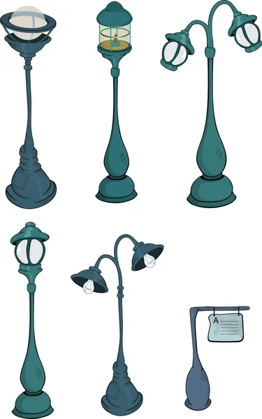Collection lanternes de rue .Clip-art. Caricature — Image vectorielle