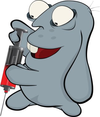 About a blue rabbit.Rabbit the doctor. Cartoon clipart