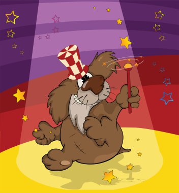 Dog the clown and the wizard. Cartoon clipart