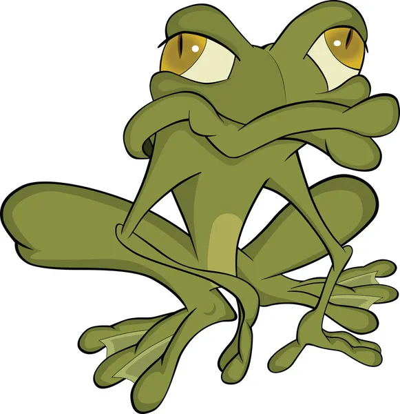 Zelená žába. kreslený — Stockový vektor