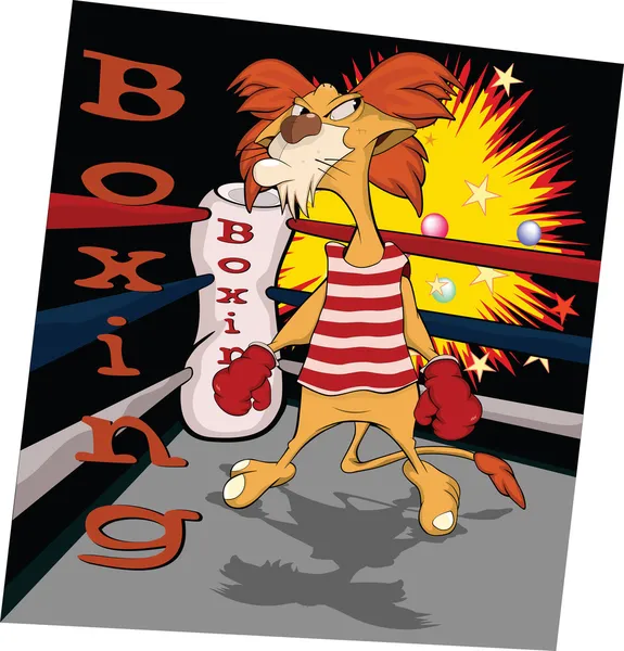 狮子的环上的拳击手。卡通 — 图库矢量图片