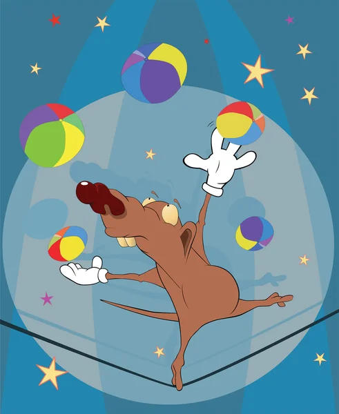 Rat l'acrobate et le jongleur au cirque — Image vectorielle