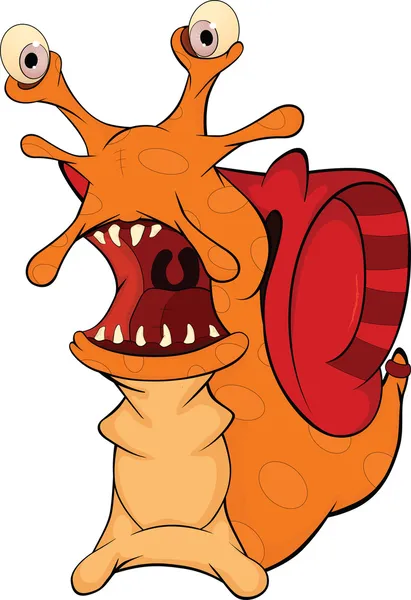 악의적인 달팽이입니다. 괴물입니다. 만화 — 스톡 벡터