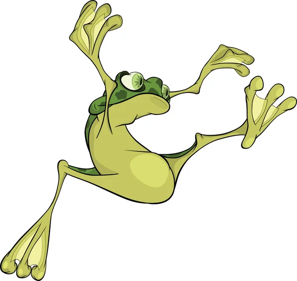 Skákání mladá žába. kreslený — Stockový vektor