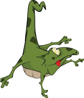 Green little lizard. Cartoon clipart