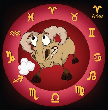 Zodiac signs. Aries. Cartoon clipart