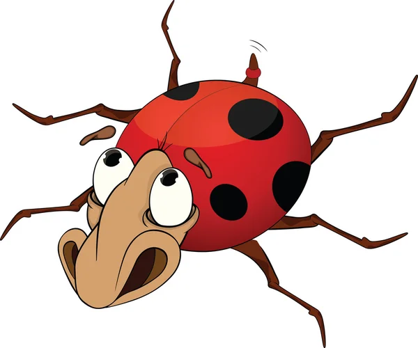 Sad ladybird from a fairy tale. Cartoon — Stock Vector