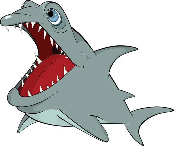 Fröhlicher Hai. Karikatur — Stockvektor