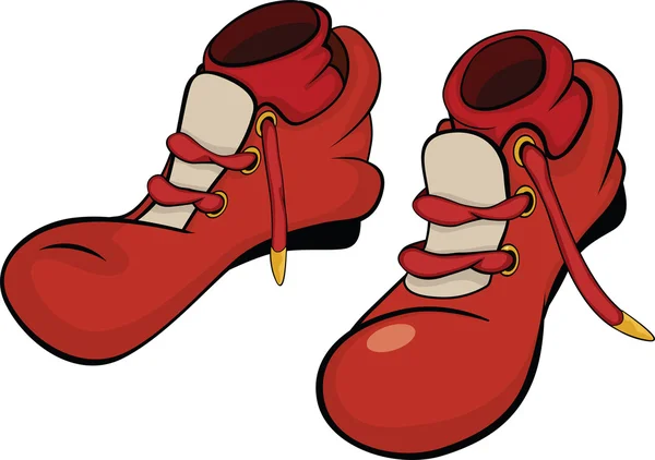 Bottes pour le clown avec des chaussettes rouges. Caricature — Image vectorielle