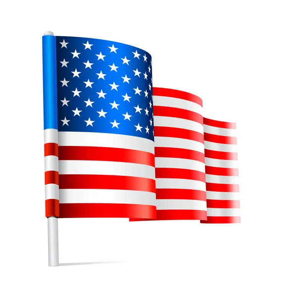 Bandera estadounidense ondeando — Vector de stock