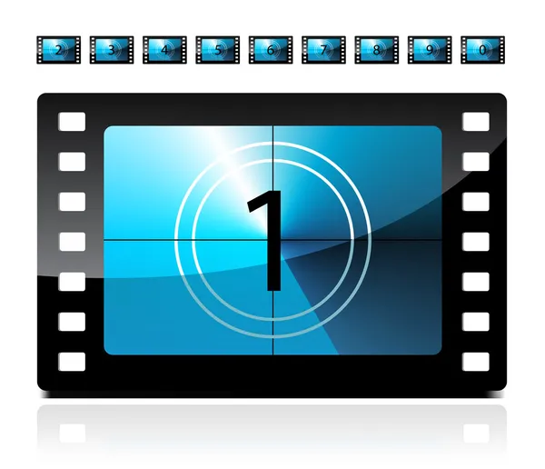 Film countdown from 1 to 9 — Stock Vector