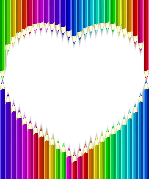 Lápis coloridos forma do coração —  Vetores de Stock