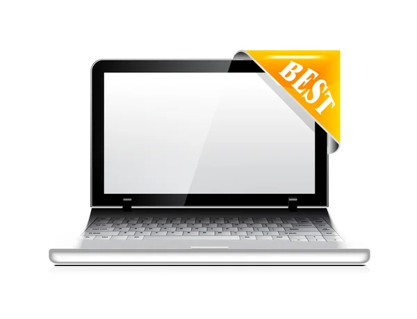 Laptop vetorial com ícone de adesivo —  Vetores de Stock