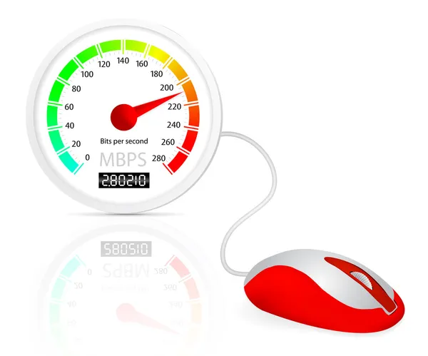 Computer mouse connected to a speedometer — Stock Vector