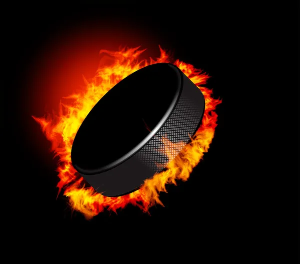 Disco da hockey nel fuoco — Vettoriale Stock