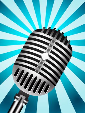 Classic Microphone on lined background clipart