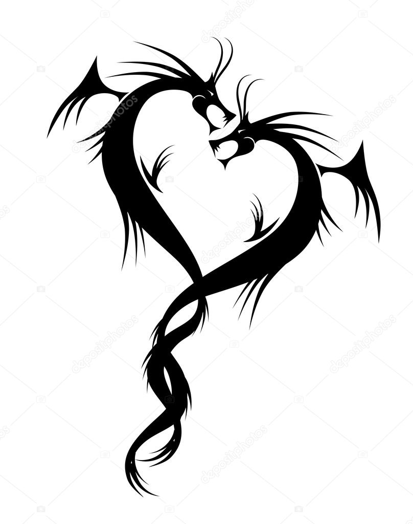 Couple of dragons tattoo vector illustration for your design