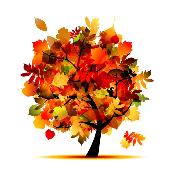 Hermoso árbol de otoño para su diseño — Archivo Imágenes Vectoriales