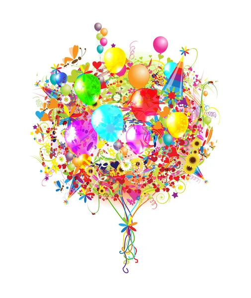 Iyi ki doğdun illüstrasyon tasarımınız için balonları — Stok Vektör