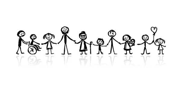家人在一起，为您的设计素描 — 图库矢量图片#