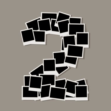 Number two made from photo frames, insert your photos clipart