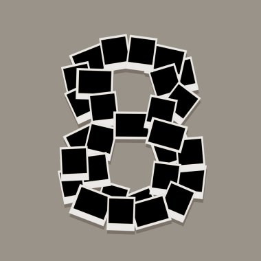 Number eight made from photo frames, insert your photos clipart