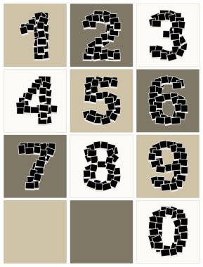 Numbers made from photo frames, insert your photos clipart