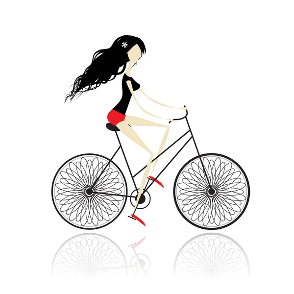 Lány kerékpár — Stock Vector