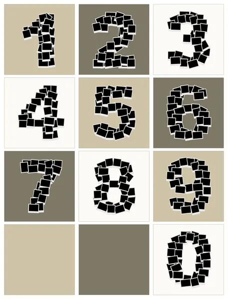 Numbers made from photo frames, insert your photos — Stock Vector