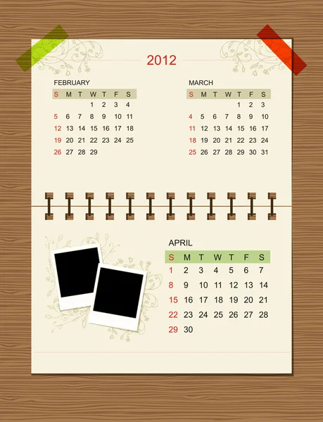 Wektor kalendarz 2012, kwietnia. — Wektor stockowy