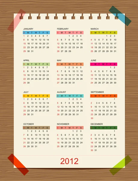 カレンダー 2012年あなたの設計のためのベクトルします。 — ストックベクタ