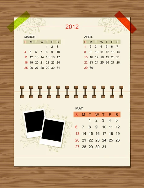 Calendario vettoriale 2012, maggio . — Vettoriale Stock
