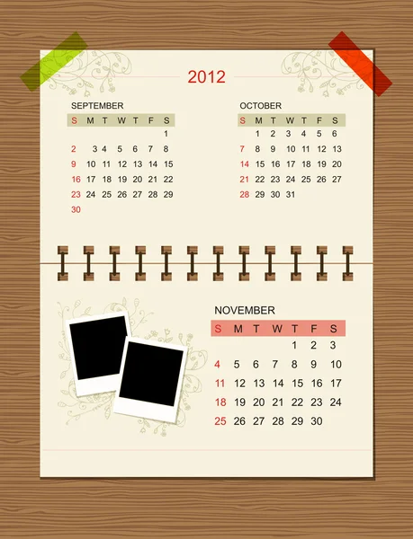 Calendario vectorial 2012, noviembre . — Archivo Imágenes Vectoriales