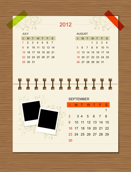 Vektor kalender 2012, september. — Stock vektor