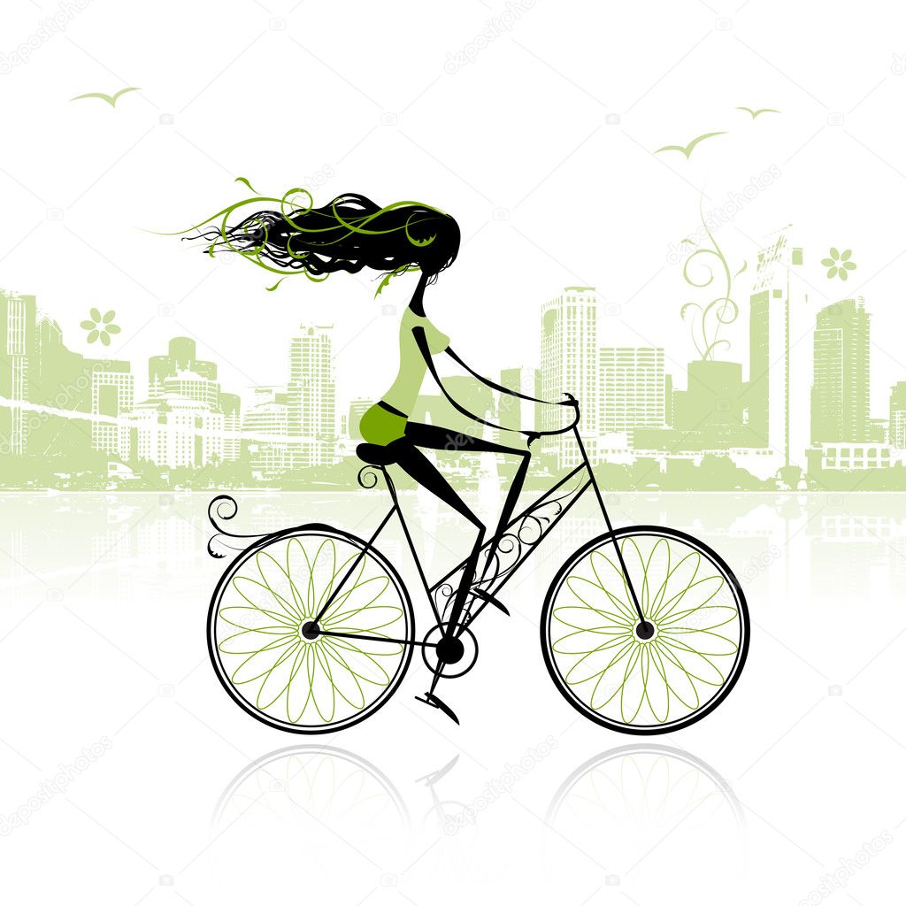 Girl cycling in the city
