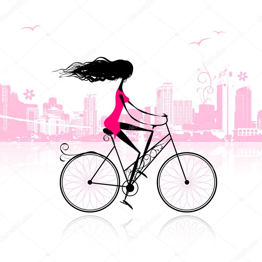 Girl cycling in the city