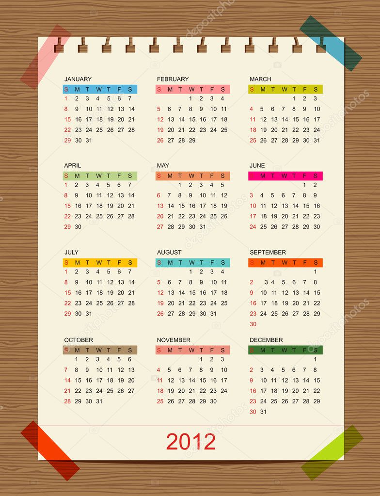 Vector calendar 2012 for your design