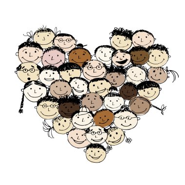 Happy peoples, heart shape for your design clipart