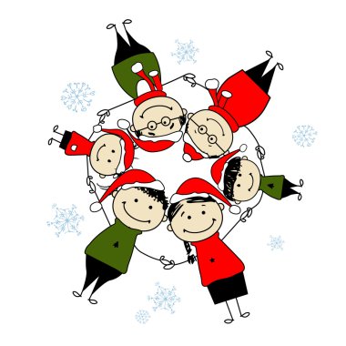 Merry christmas! Happy family illustration for your design clipart