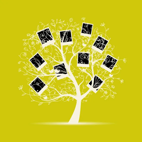 Diseño de árbol genealógico, inserte sus fotos en marcos — Archivo Imágenes Vectoriales