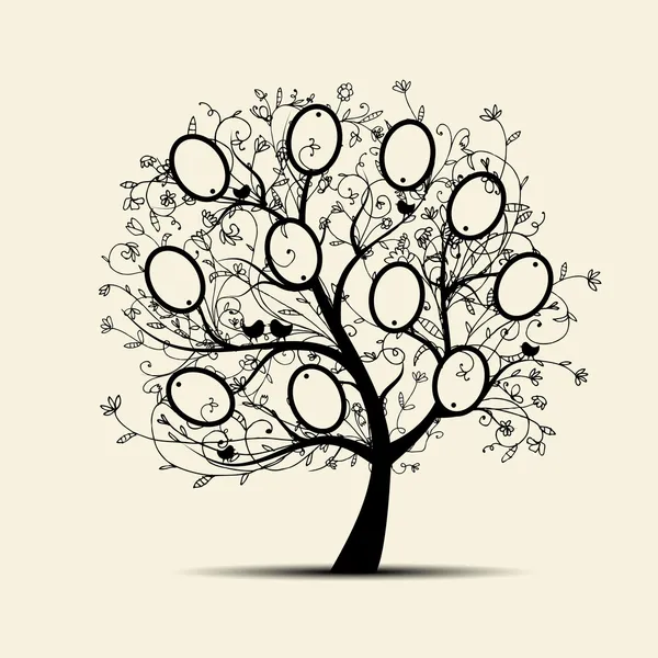 Diseño de árbol genealógico, inserte sus fotos en marcos — Vector de stock