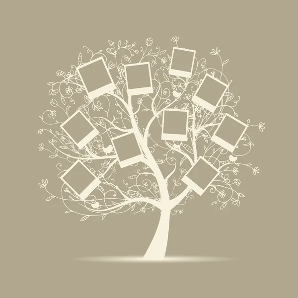 家庭树的设计，插入你的照片到帧中 — 图库矢量图片#