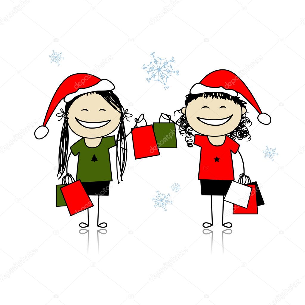 christmas shopping clipart