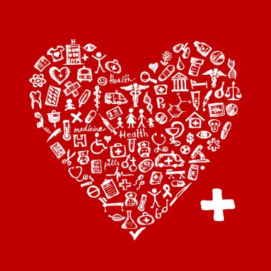 Heart shape with medical icons for your design clipart