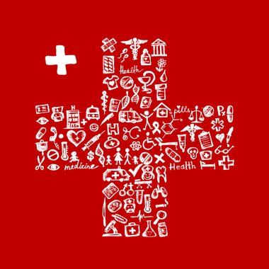 Cross shape with medical icons for your design