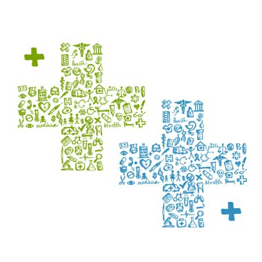 Cross shape with medical icons for your design clipart