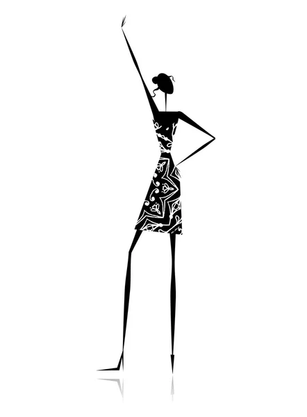 Moda ragazza silhouette per il vostro disegno — Vettoriale Stock
