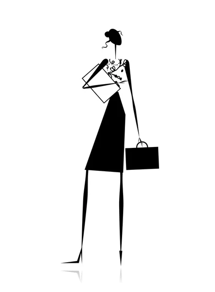 Üzleti hölgy, silhouette, a design — Stock Vector