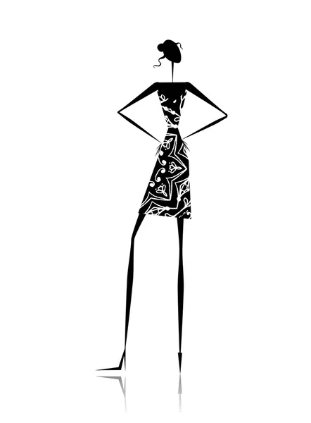 Moda ragazza silhouette per il vostro disegno — Vettoriale Stock